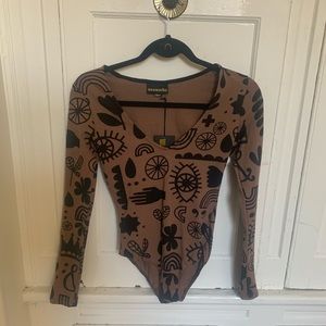NWT Nooworks Bodysuit Brown Flash XS -Discontinued